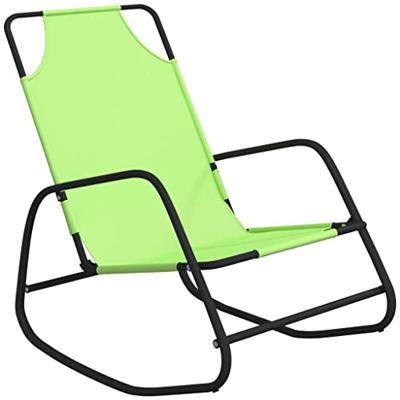 Ligstoelen 2 st schommelend staal en textileen groen