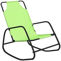 Ligstoelen 2 st schommelend staal en textileen groen - thumbnail