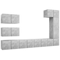 8-delige Tv-meubelset bewerkt hout betongrijs - thumbnail