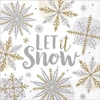 Kerst Servetten Let It Snow (16st) - thumbnail