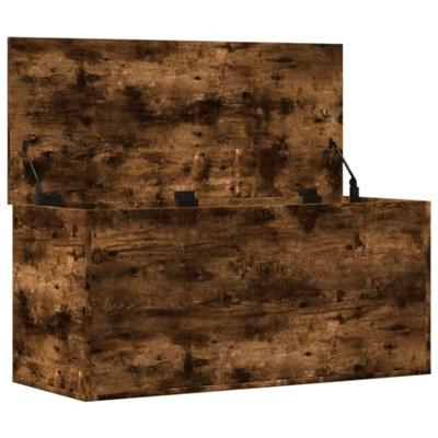 Opbergbox 100x42x46 cm bewerkt hout gerookt eikenkleurig Opbergbox 100x42x46 cm bewerkt hout gerookt eikenkleurig