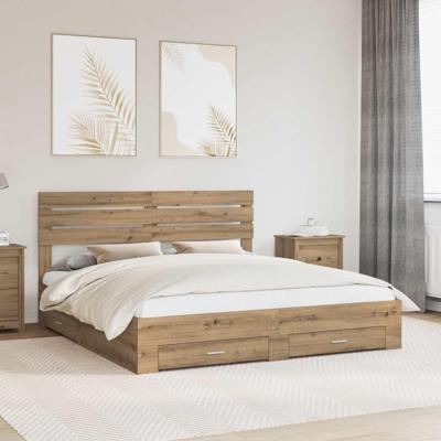 Bedframe met lade met hoofdeinde met opslag Bewerkt hout