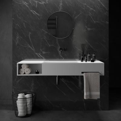 Wastafel Ideavit Solidbliss 140x40x20 cm Solid Surface 1 Opberg Vak Mat Wit Ideavit