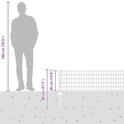 VidaXL Hek met paal zilver 0,4 x 10 m staal