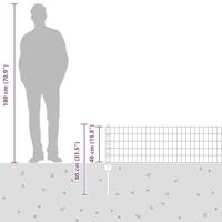 VidaXL Hek met paal zilver 0,4 x 10 m staal - thumbnail