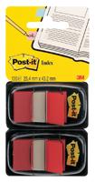 Post-it index standaard, ft 24,4 x 43,2 mm, houder met 2 x 50 tabs, rood - thumbnail