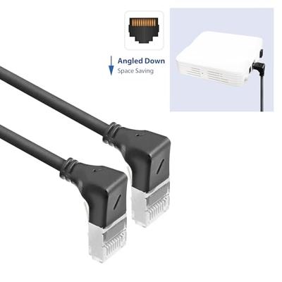 ACT Zwarte 3 meter U/FTP CAT6A LSZH Slimline patchkabel met RJ45 connectoren 90° haaks beneden naar ACT Zwarte 3 meter U/FTP CAT6A LSZH Slimline patchkabel met RJ45 connectoren 90° haaks beneden naar