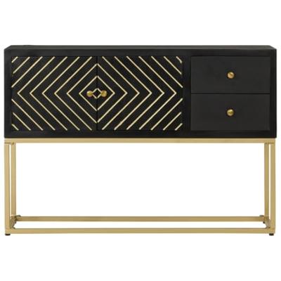 Dressoir 110x30x75 cm massief mangohout zwart en goud