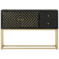 Dressoir 110x30x75 cm massief mangohout zwart en goud - thumbnail