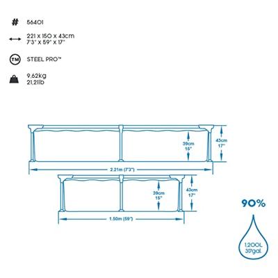 Bestway Zwembad rechthoek steel pro L221 x B150 x H43cm - thumbnail