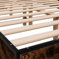 Bedframe bewerkt hout metaal gerookt eikenkleurig 120x200 cm - thumbnail