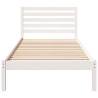Bedframe met hoofdeinde Wit 90 x 220 cm Massief grenenhout - thumbnail