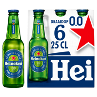 Heineken Premium Pilsener 0.0 Bier Draaidop Fles 6 x 250ml bij Jumbo - thumbnail