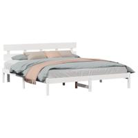 Bedframe met hoofdeinde Wit 180 x 200 cm Massief grenenhout - thumbnail