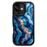 iPhone 16 zwarte case - Ocean marble - thumbnail