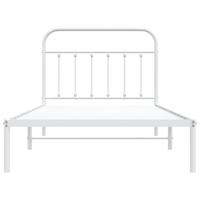 Bedframe met hoofdbord metaal wit 107x203 cm - thumbnail