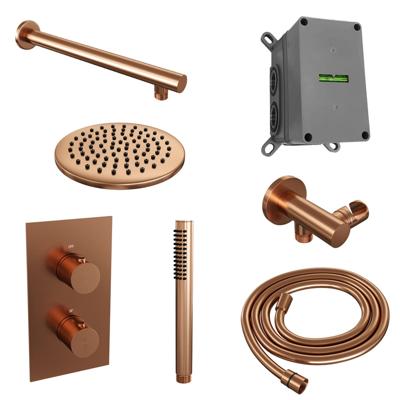 Inbouw Regendouche Set Brauer Copper Edition Wanduitloop Ronde Hoofddouche 20 cm Koper Brauer
