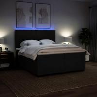 Boxspring met matras stof zwart 200x200 cm - thumbnail