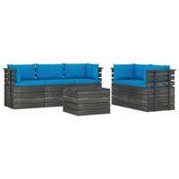 vidaXL 6-delige Loungeset met kussens pallet massief grenenhout - thumbnail