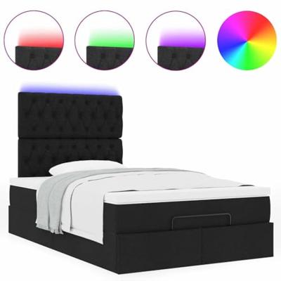 Ottoman bed met matras en LED's 120x200cm stof zwart