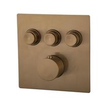 Wiesbaden Afbouwdeel Inbouwthermostaat Caral Klik Pro 3-Weg Geborsteld Brons Koper - thumbnail