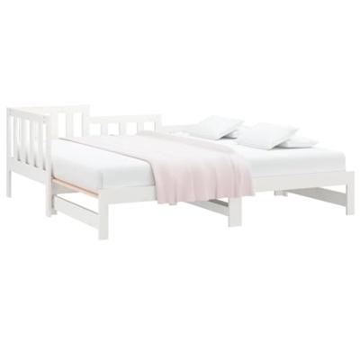 Slaapbank uitschuifbaar 2x(90x190) cm massief grenenhout wit