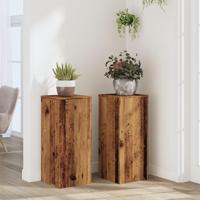 Plantenstandaards 2 st 30x30x70 cm bewerkt hout oud houtkleurig - thumbnail