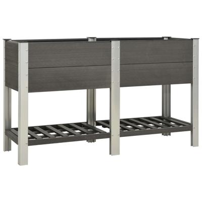 vidaXL Plantenbak verhoogd met schap 150x50x90 cm HKC grijs vidaXL Plantenbak verhoogd met schap 150x50x90 cm HKC grijs
