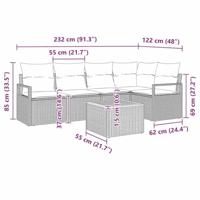 Tuinbankenset met kussen 6 pcs Grijs poly rattan - thumbnail