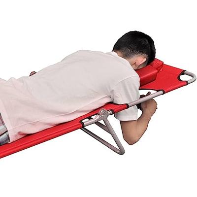 Ligbed inklapbaar met hoofdkussen gepoedercoat staal rood - thumbnail