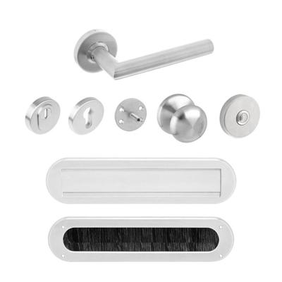 Intersteel Voordeurset veiligheidsbeslag SKG3 rond rozet kerntrekbeveiliging geborsteld RVS Intersteel Voordeurset veiligheidsbeslag SKG3 rond rozet kerntrekbeveiliging geborsteld RVS