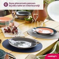 Cookinglife Placemats - Dubbelzijdig - Vegan leer - Grijs / Blauw ø 38 cm - 6 Stuks - thumbnail