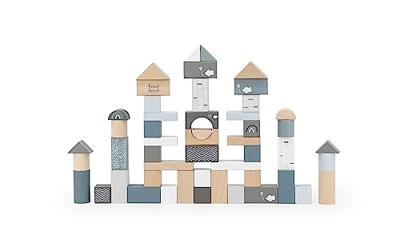 Label Label Houten blokken 50 stuks blauw - thumbnail
