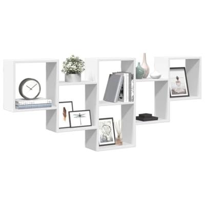 Wandschap 159x18x66 cm bewerkt hout wit