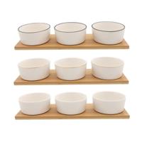 Schaalset op bamboe plank 9x6x33cm - thumbnail