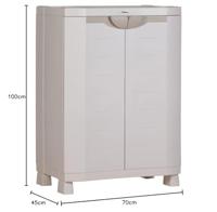 RUIMTESVER 70 PLASTIKEN 2 deuren lage kast met planken - l 70 xb 45 xh 100 cm - Space SAVER bereik - Binnen en buiten - thumbnail