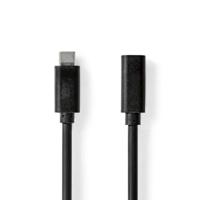 USB-Kabel | USB 3.2 Gen 1 | USB-C Male | USB-C Female | 60 W | 4K@60Hz | 5 Gbps | Vernikkeld | 1.00 m | Rond | PVC | Zwart - thumbnail