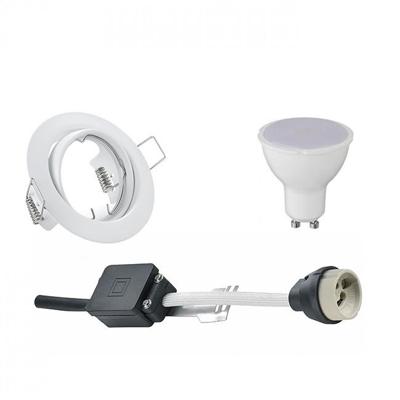 Energiezuinige LED Inbouwspot Set GU10 - Mat Wit - 6W - Koud Wit 6400K - Kantelbaar