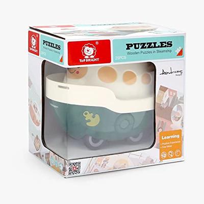 Topbright Houten legpuzzel haven met stoomboot, 24st.