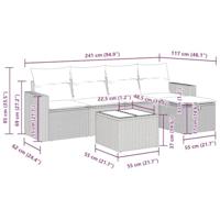 6-delige Loungeset met kussens poly rattan grijs - thumbnail