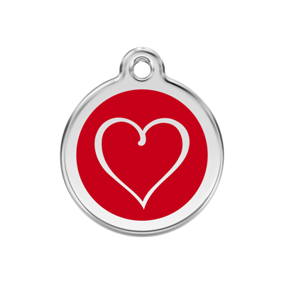 Tribal Heart Red roestvrijstalen hondenpenning medium/gemiddeld dia. 3 cm RedDingo - Reddingo
