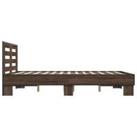 Bedframe bewerkt hout metaal bruin eikenkleur 120x200 cm - thumbnail