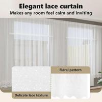 VidaXL Kantgordijn met gordijnen bloemen wit 200 x 400 cm polyester - thumbnail