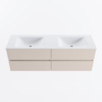 MONDIAZ VICA 150cm badmeubel onderkast Linen 4 lades. Wastafel CLOUD dubbel zonder kraangat, kleur Talc. - thumbnail