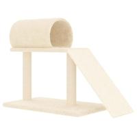 vidaXL Kattenmeubel met tunnel en ladder 55,5 cm crèmekleurig, kattentoren, kattenboom, kattenkrabtoren, kattenkrabpaal, kattenspeelmeubel - thumbnail