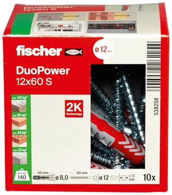 Fischer 538258 DUOPOWER 12x60 S LD 2-componenten plug 60 mm 12 mm 10 stuk(s) - thumbnail
