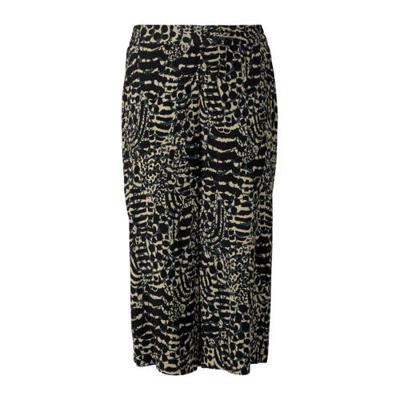 Tom Tailor My True Me cropped straight fit culotte met all over print zwart/petrol/lichtgeel