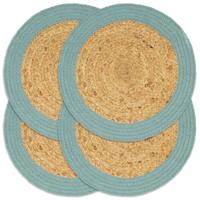 VidaXL Placemats 4 st 38 cm jute en katoen natuurlijk en groen - thumbnail