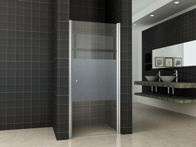 Partly nisdeur rechts 700 x 2000 x 8 mm nano helder glas met melkglas middenband/chroom Partly nisdeur rechts 700 x 2000 x 8 mm nano helder glas met melkglas middenband/chroom