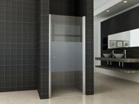 Partly nisdeur rechts 700 x 2000 x 8 mm nano helder glas met melkglas middenband/chroom - thumbnail